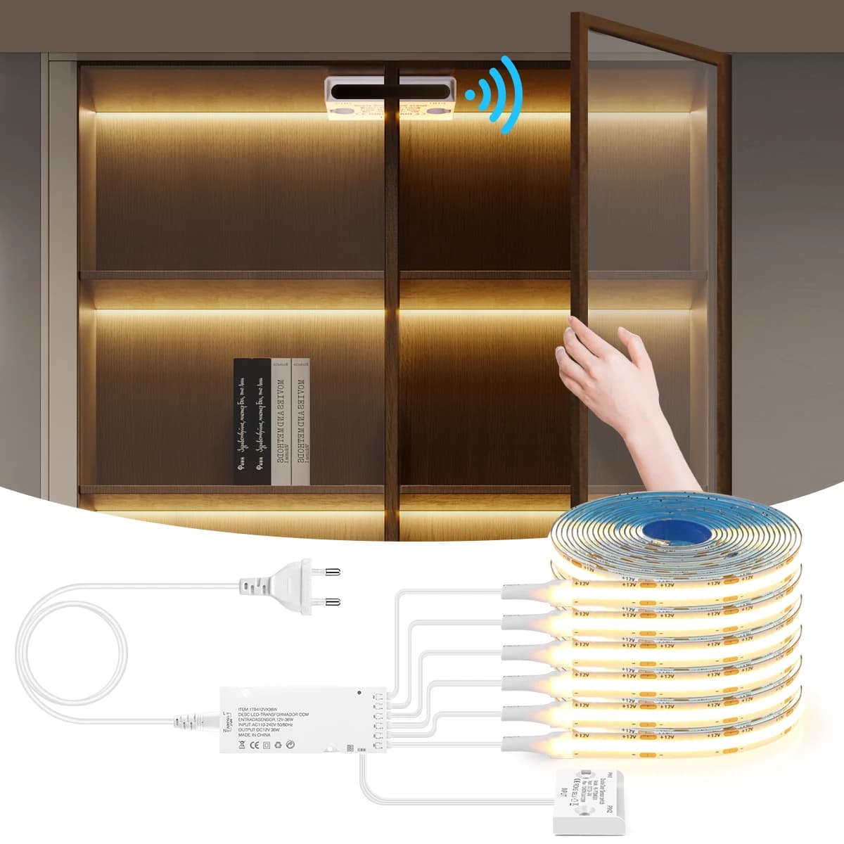 1-10PCS COB LED Strip Lights for Wardrobe with Double Door Sensor Switch Night Light Integrated Lighting Close Induction Switch