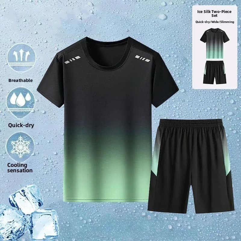 Completo Sportivo Estivo da Donna in Seta Ghiaccio ad Asciugatura Rapida: Maglia a Maniche Corte e Pantaloncini Sottili per Fitness, Basket e Corsa - Traspirante