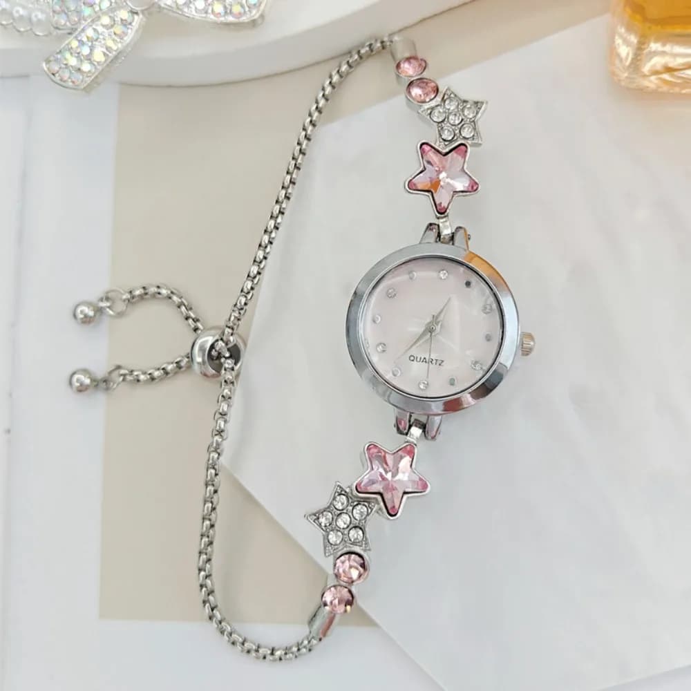 Regular wrist watch with Strass, League, Quartz, Star Chain, for Women and Girls