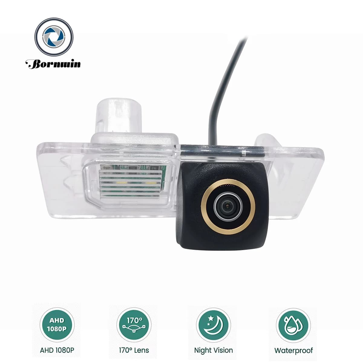 Bornwin AHD 1080P 170 ° Telecamera posteriore per veicoli FishEye per Land Rover Discovery Sport 2016 2017 2018 Telecamera per parcheggio auto HD