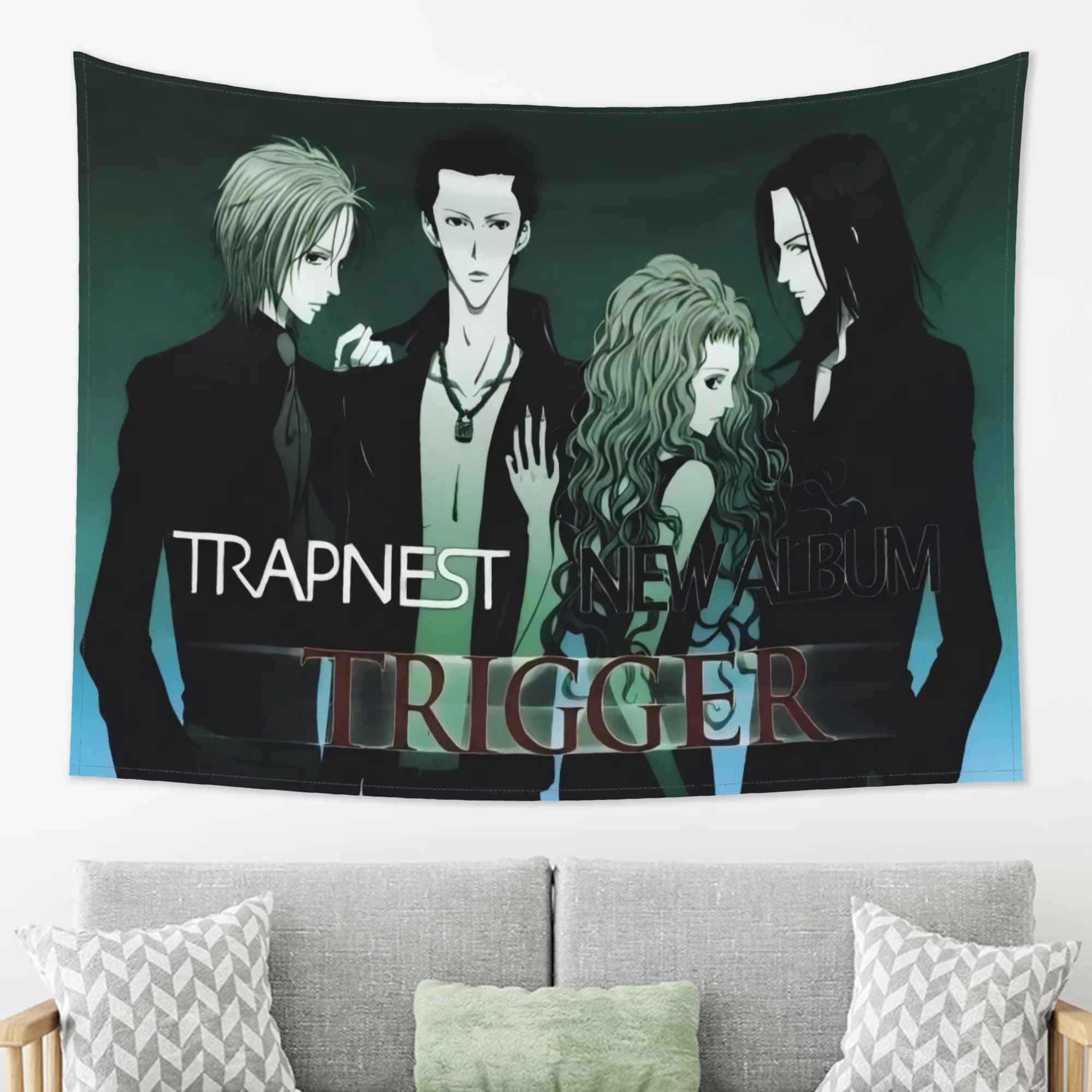 NANA Trapnest Band Tapestry, TRIGGER New Album Anime Wall Hanging, Cool Musician Room Decor for Otaku & Fans