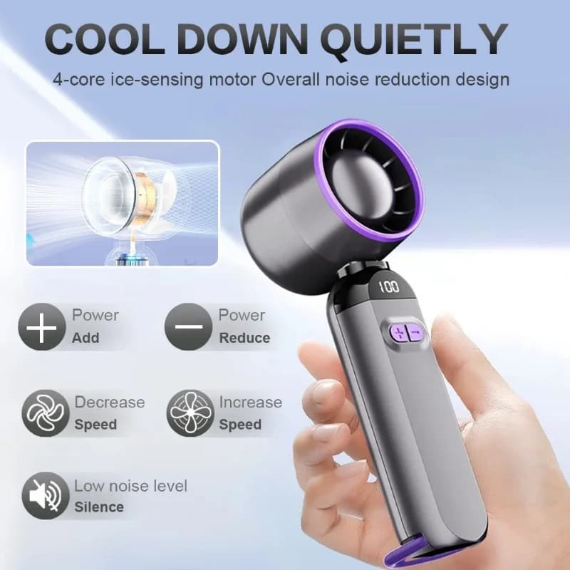 Ventilatore turbo portatile portatile Ventilatore elettrico pieghevole con ricarica USB con display digitale a LED Ventola di raffreddamento esterna per viaggi in campeggio