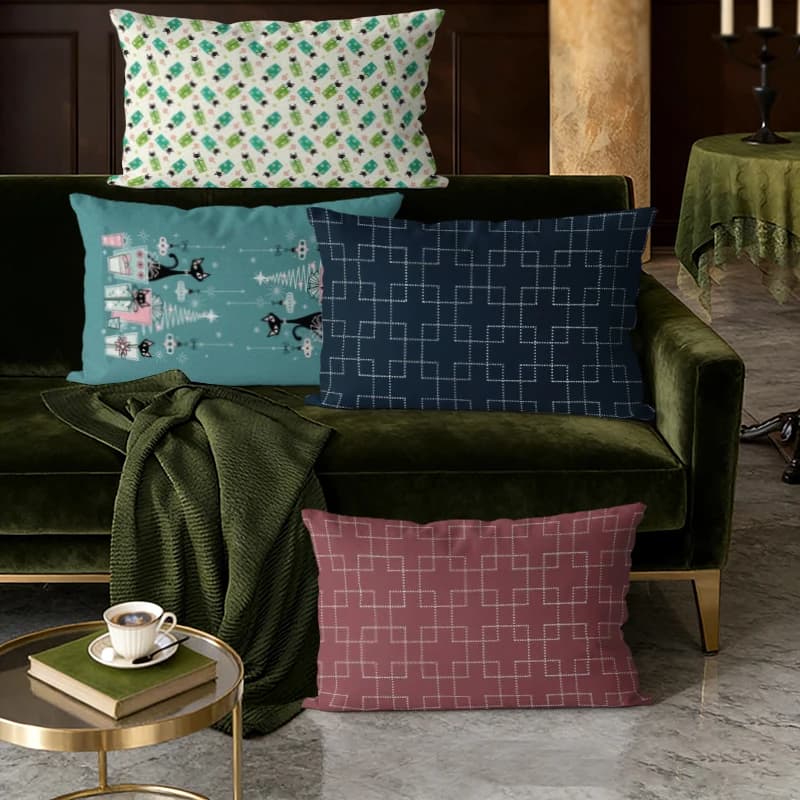Fodere per cuscini lombari vintage stile Mid-Century con motivo gatto, adatte per divano, camera da letto, auto, cuscino rettangolare per schienale