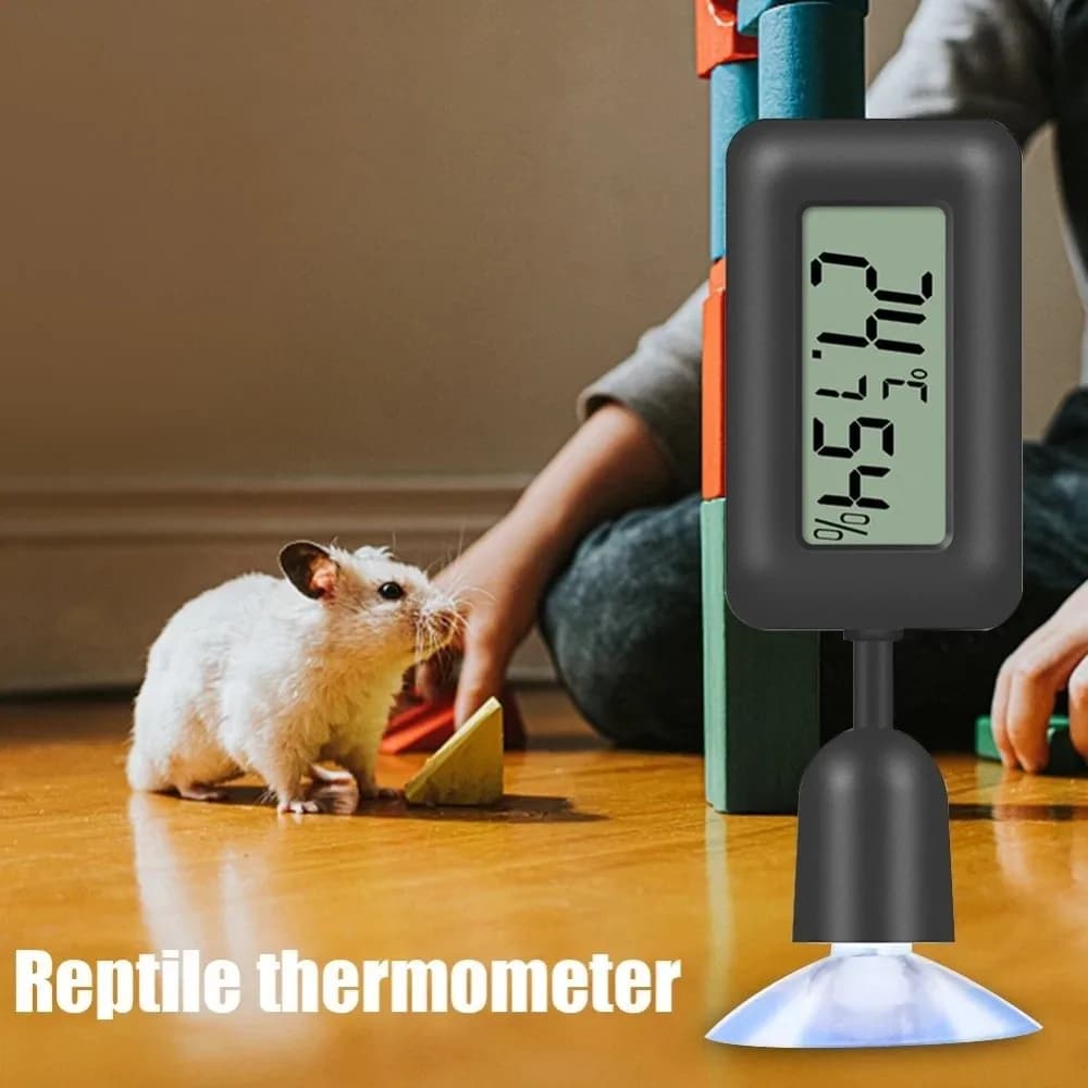 Termometro Digitale per Rettili Noctilucent ABS 360 ° Termometro Digitale Mini Rotante con Display Luminoso