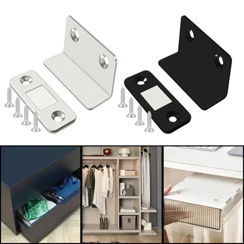Punch-free Door Stopper 38*25*17MM With 4 Screws Adaptable L-Shaped Magnetic-Closure Furniture Invisible Door Closer Home Parts