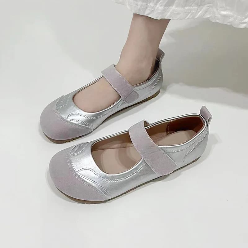 Women's Summer Shallow Mouth Mary Jane Puff Shoes Niche Design Breathable Flat Casual Single Shoes