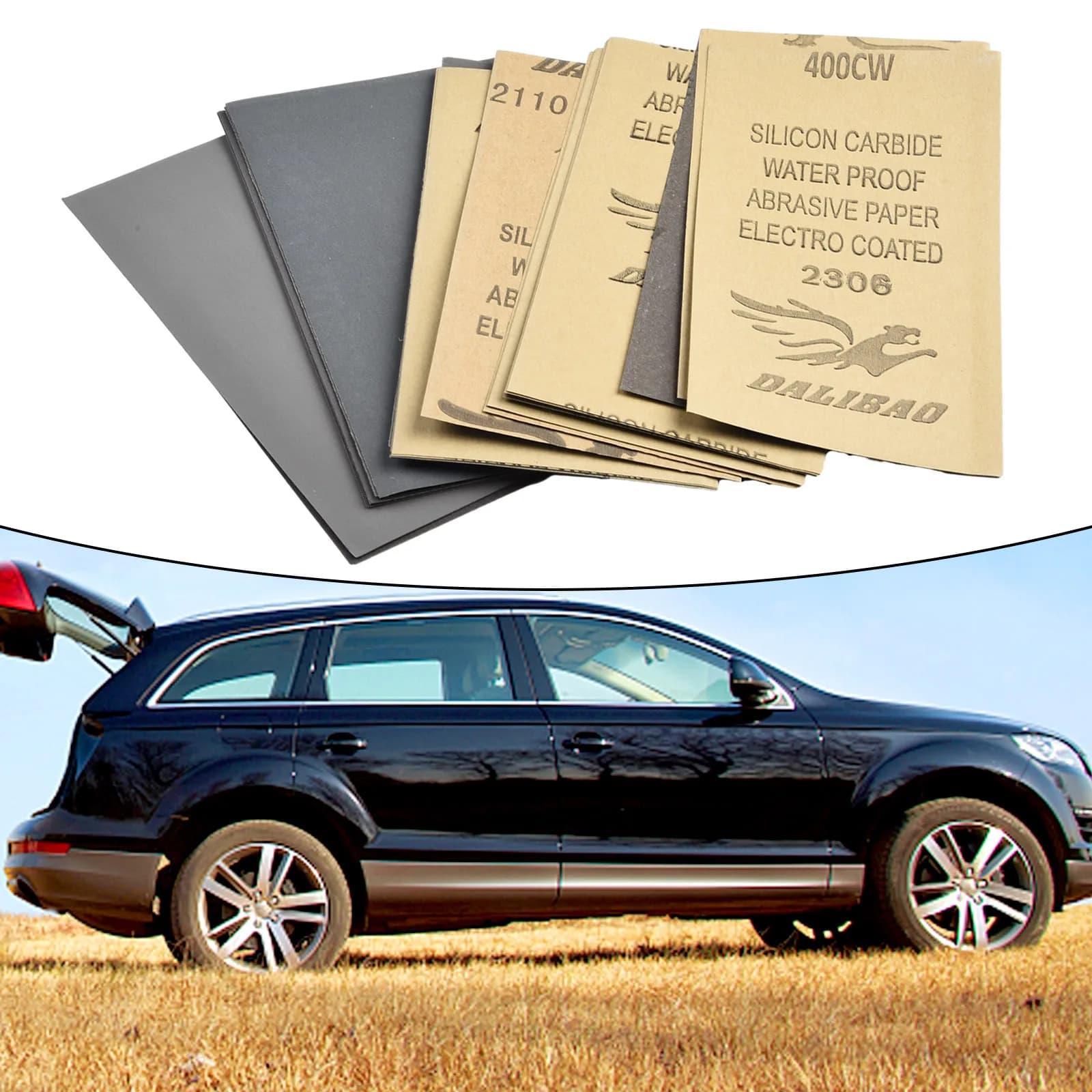 30 pz auto Wet Dry carta vetrata 400 600 3000 800 1000 1200 1500 grana carta vetrata rimozione ruggine bagnata strumenti di lucidatura auto per metallo