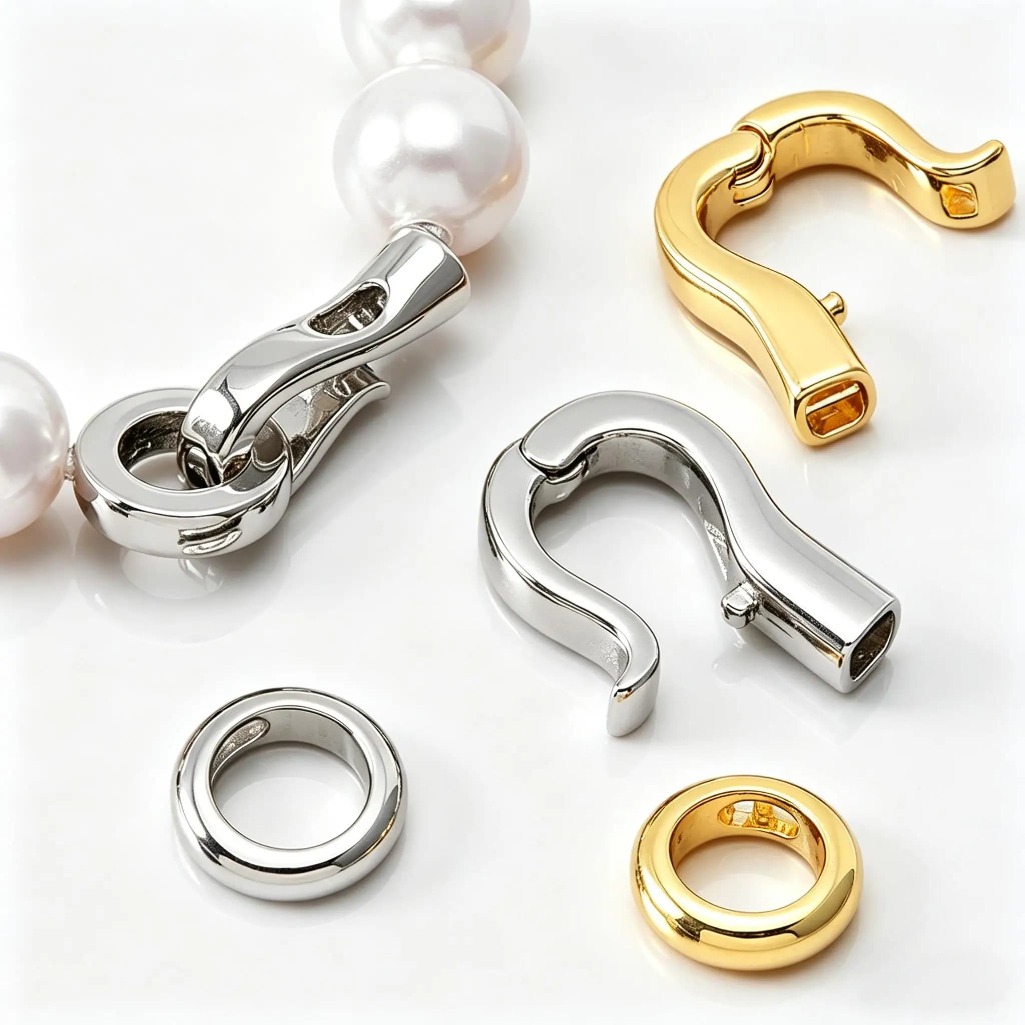 2 o 4 Pezzi Connettori a Chiusura a Perla in Ottone Placcato Oro 18K per Braccialetti Fai da Te, Chiusure Terminali per Perline, Componenti per Creazione Gioielli