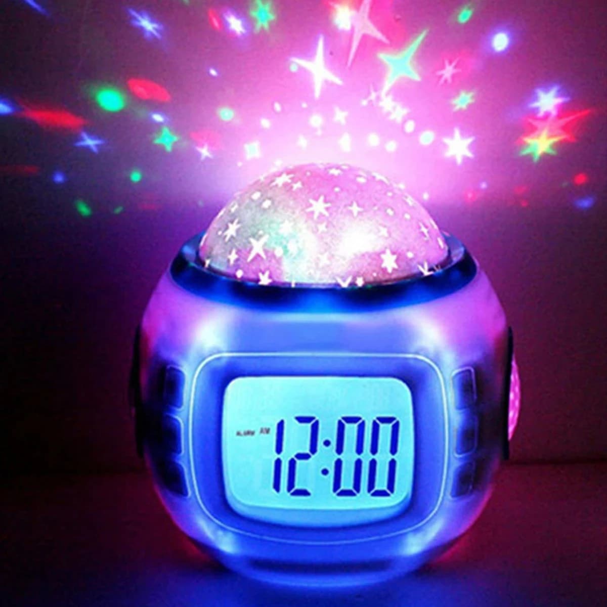 Sveglia LED con Proiettore Cielo Stellato, Luce Notturna Cambiacolore per Camera da Letto e Cameretta Bambini