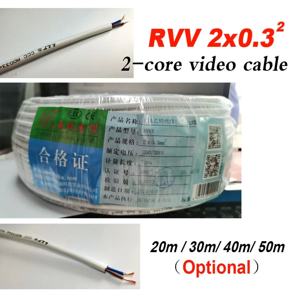 Linea in rame a 2 fili 20m / 30m / 40m /50m per Wifi 2 fili Videocitofono Videocitofono a colori Campanello Cavo citofono cablato