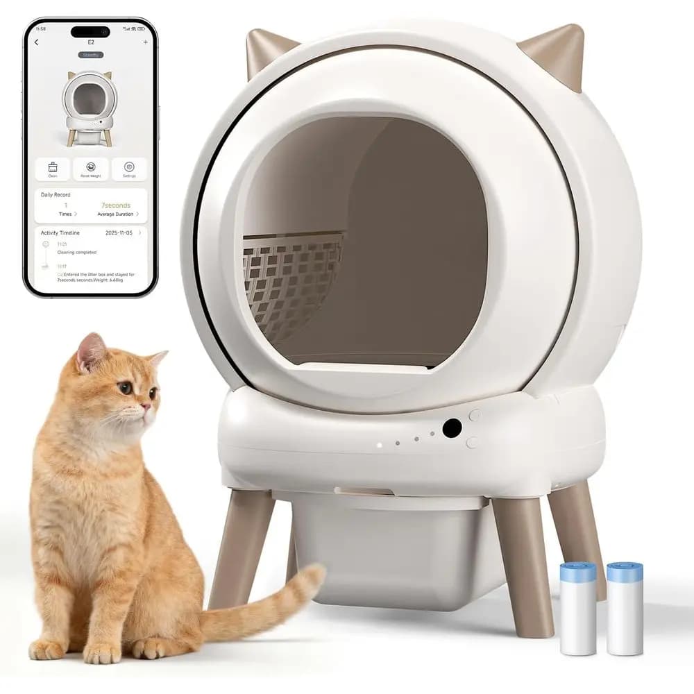 Lettiera Intelligente per Gatti Multipli - Pulizia Automatica, Monitoraggio Tramite App, Monitoraggio del Peso, Sicurezza Anti-Pizzicamento