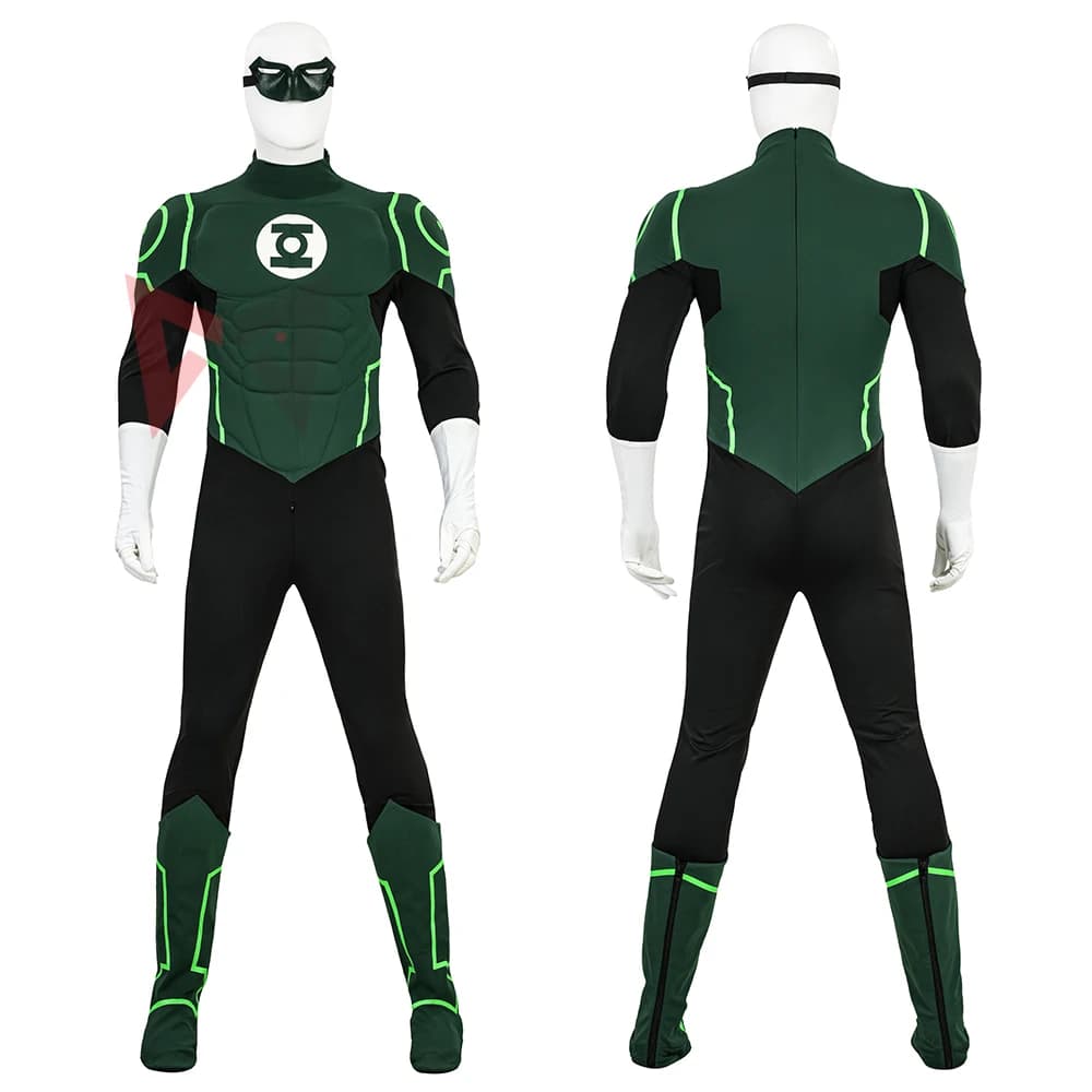 Nuovo vestito Lanterng verde costume cosplay Harold Hal supereroe tuta guanti stivali benda sull'occhio tra cui scegliere lo stesso stile su misura