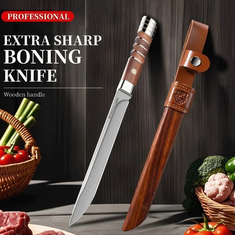 Premium High Carbon Steel Sashimi Chef Knife, Sharp Samurai Straight Blade Kitchen Cutting Knife for Seafood & Meat Preparation