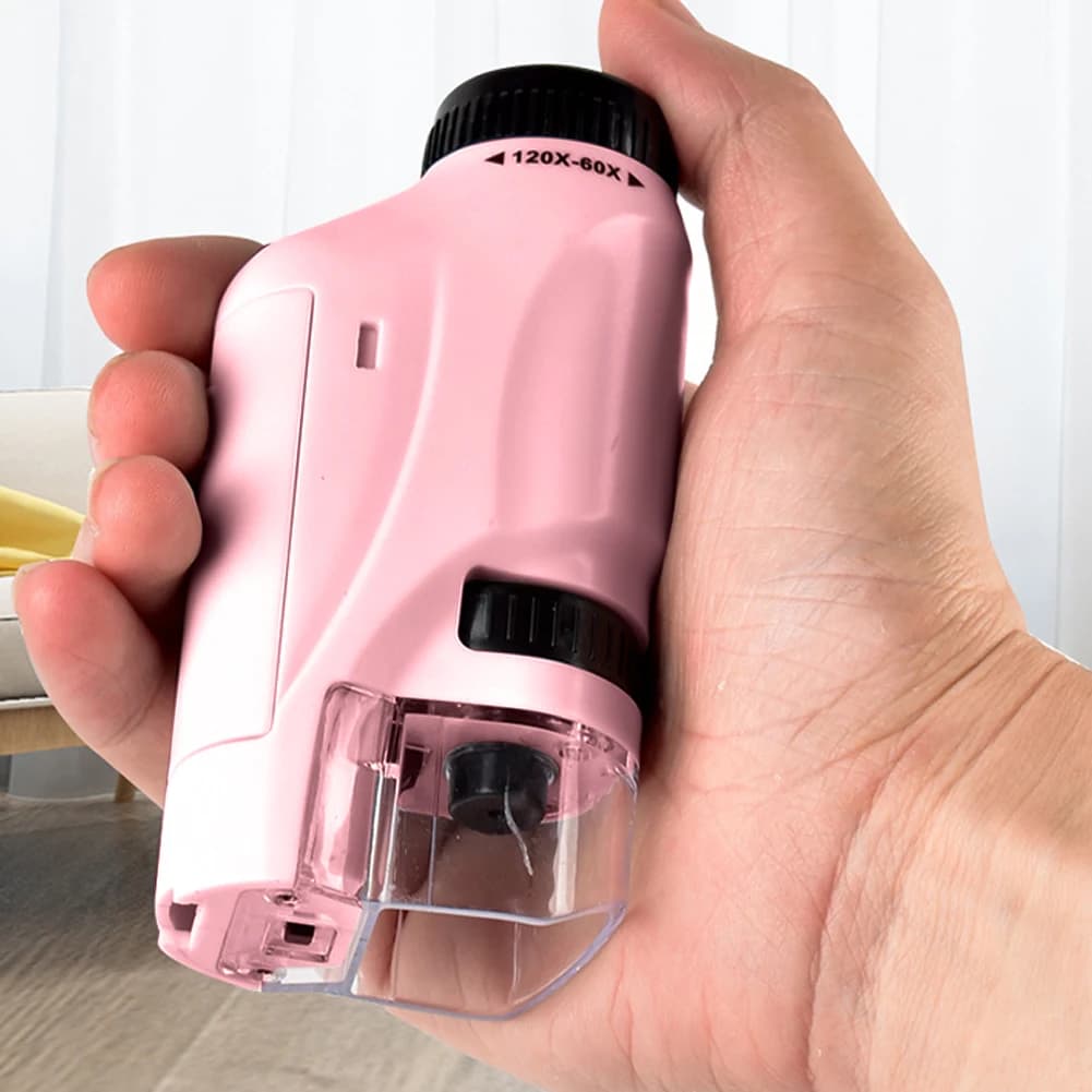 Microscopio tascabile portatile 60-120X Microscopio scientifico educativo Kit microscopio biologico alimentato a batteria Giocattolo per bambini all'aperto