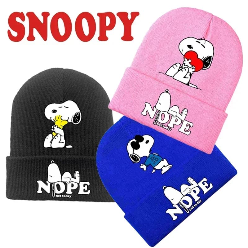 Cappelli Lavorati a Maglia Snoopy, Berretti Elasticizzati con Stampa Cane Cartoon, Caldi per Esterni, Autunno Inverno, per Adolescenti, Morbidi e Confortevoli, Ideali come Regalo
