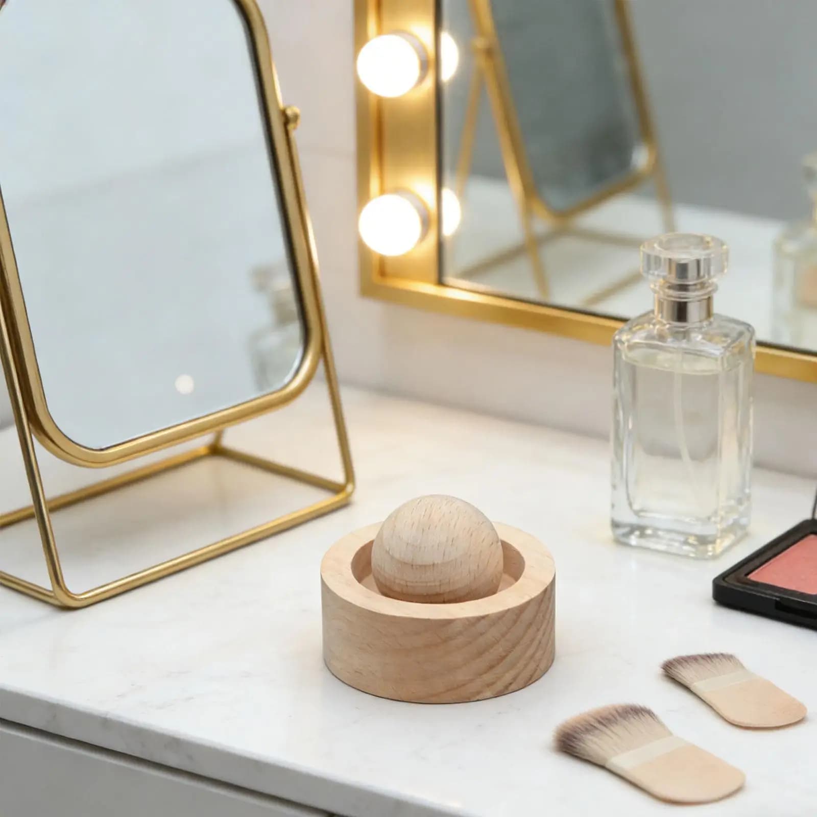 Wooden Aroma Diffuser Compact Round Ball Essential Oils Diffuser Air Refresh for Home Office Car