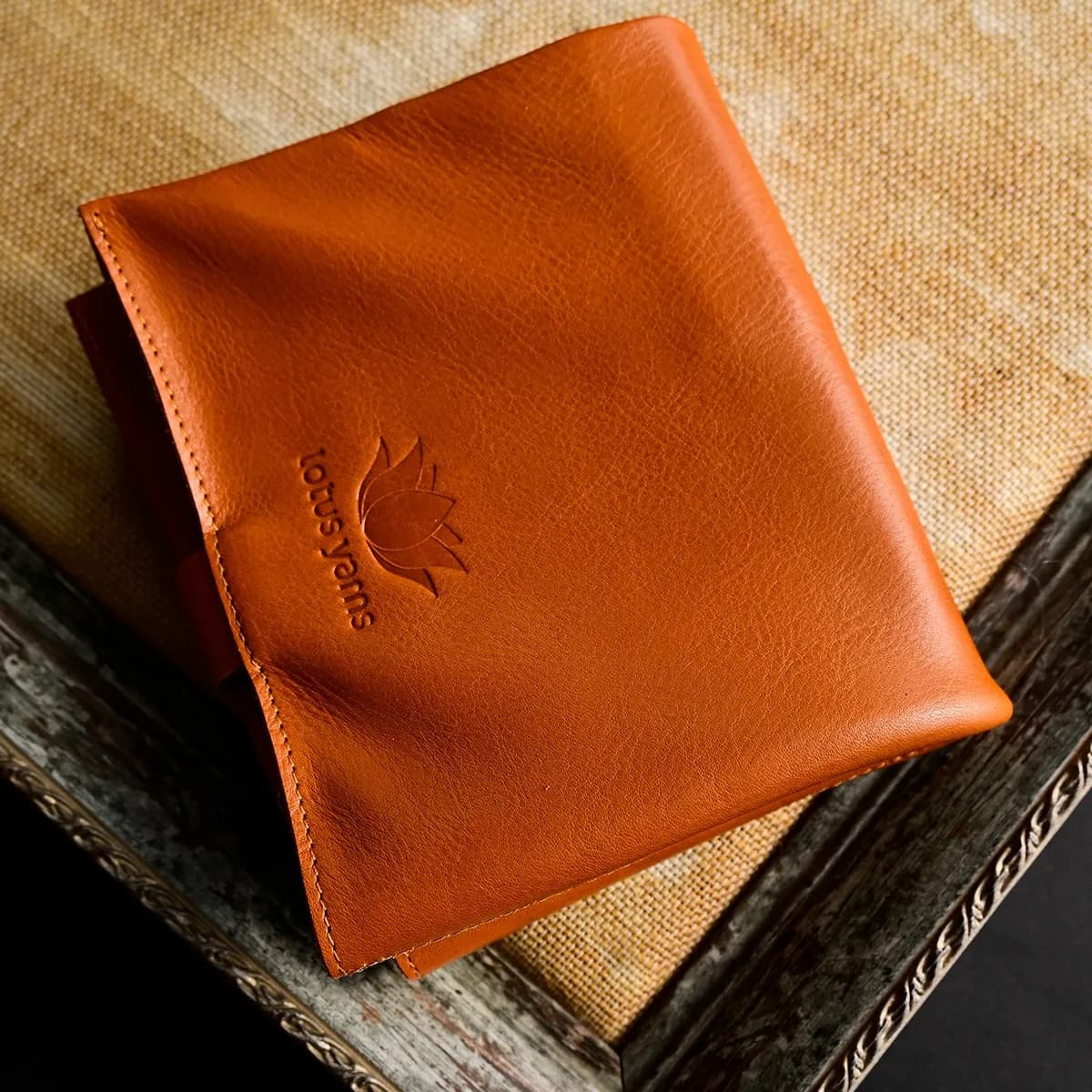 1pc Lotus Yarns Tarim Genuine Leather Interchangeable Needles Organizer Case, Accessories Snap Storage Bread Bag