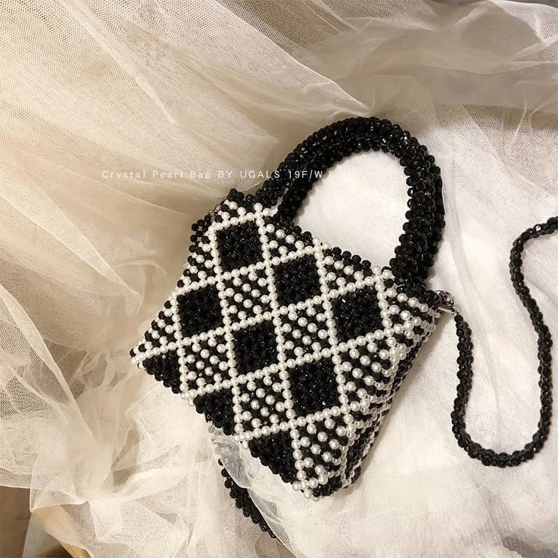 Borsa con diamanti borsa a mano con perline intrecciate a mano borsa in cristallo borsa a tracolla a spillo con una spalla per le donne Designer di lusso