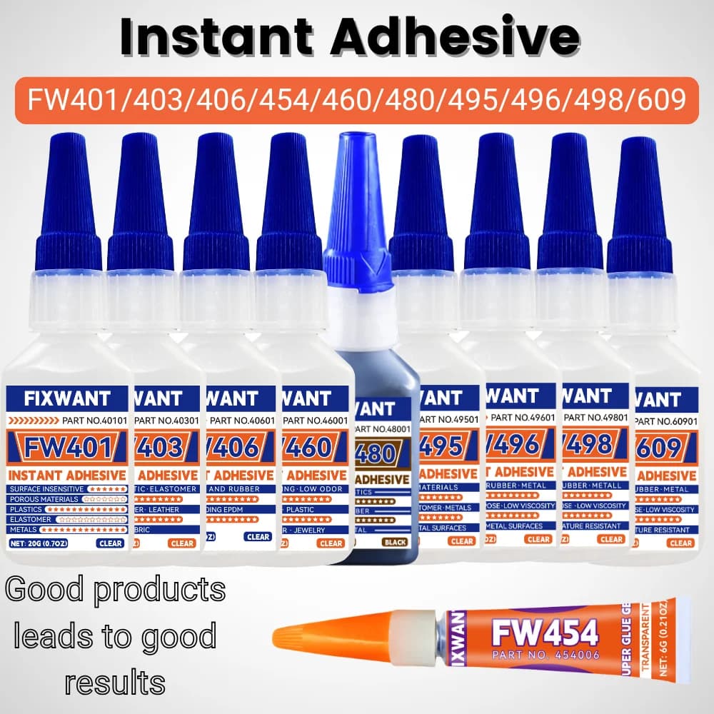 Adesivo istantaneo FW401/ 403/ 406/ 454/ 460/ 480/ 495/ 496/ 498/ 609 Super Colla Cianoacrilato multiuso extra resistente