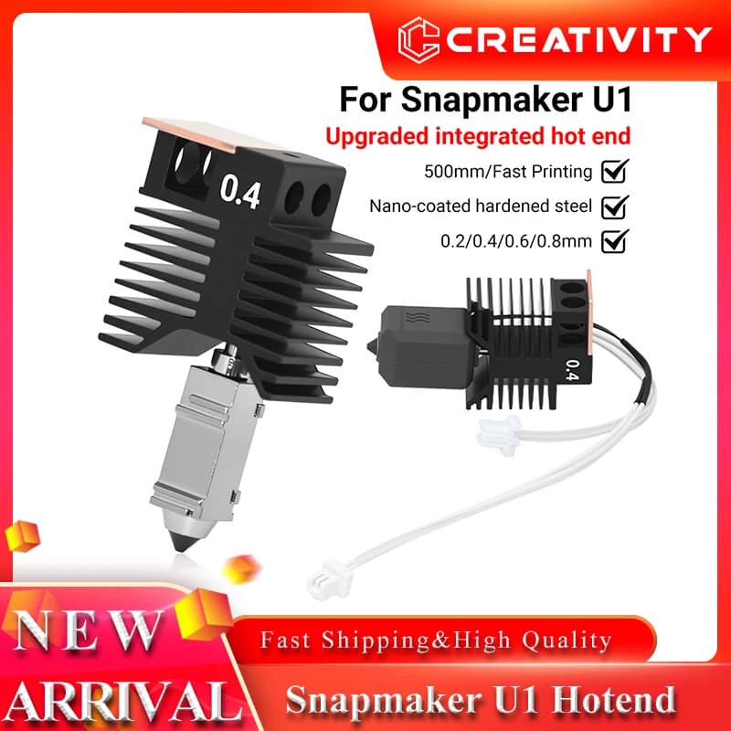Kit Hotend per Snapmaker U1 0.4mm 24v 48w, Blocco Ceramico, Riscaldamento Stabile, Rapido e Preciso, Alta Portata, Parti per Stampante 3D U1