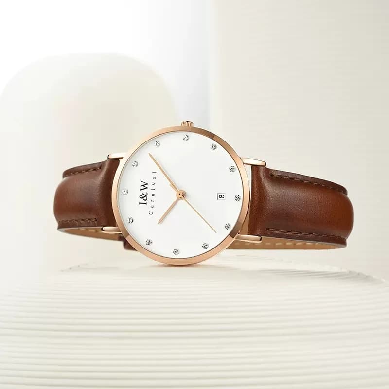 Orologio in oro rosa argento per donna CARNIVAL marchio di lusso donna orologio al quarzo moda donna impermeabile ultra sottile 2025 Reloj Mujer