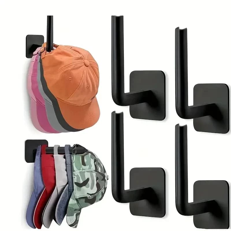2/4/6PCS No Punching Adhesive Hat Rack Household Kitchen Hooks Multi-functional L-type Storage Hook For Clothes Bags Keys