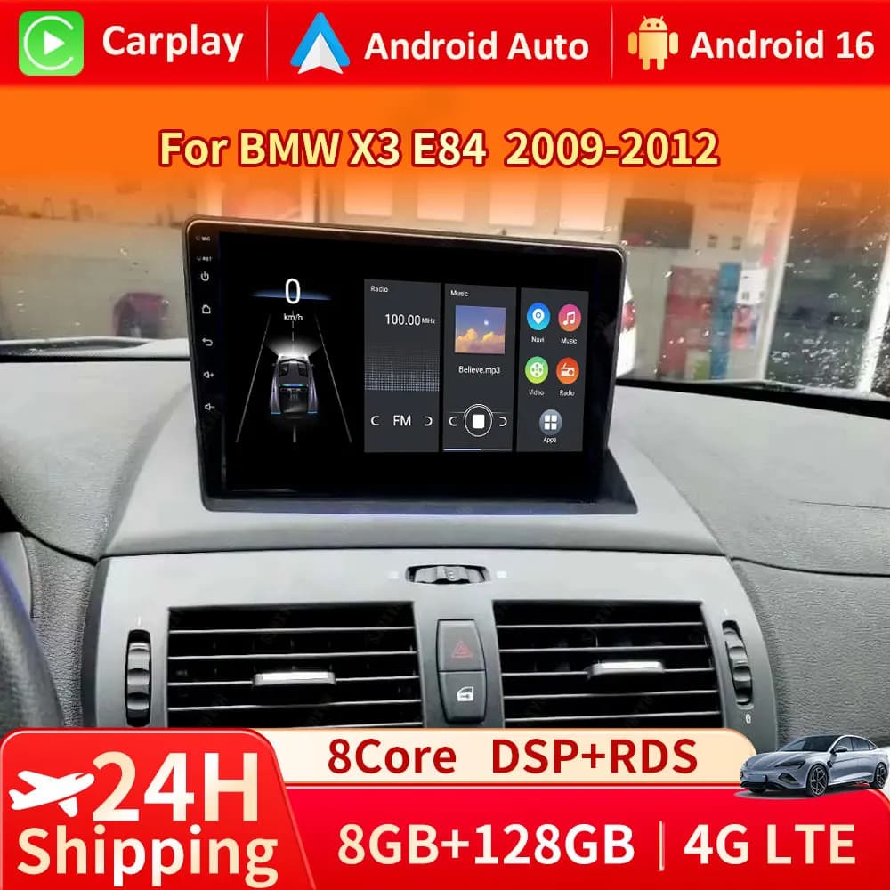 Per BMW X3 E83 2004 2005 2006 2007 2008 - 2012 Autoradio Android 16 Navigazione GPS Lettore multimediale Stereo wifi + 4G Carplay BT
