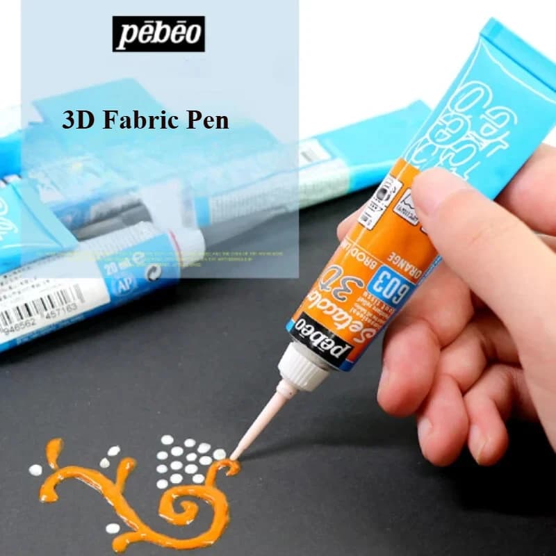 1PC PEBEO Setacolor 3D Fabric Paint 20ml Permanent Non-toxic Textile Hook Line Pen Waterproof Make yourself Hand Painted Pigment Dresses