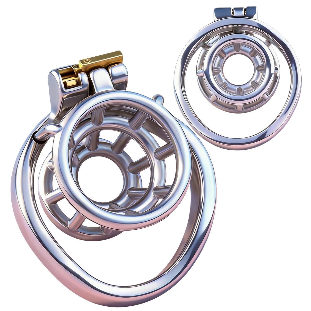 FRRK Negative Chastity Basket Metal Cage Stainless Steel Cuckold Lockdown Penis Chastity Device Sleeve Circle Ring Lock Cock Toy