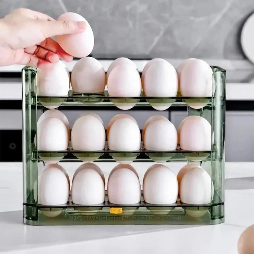 Scatola portaoggetti per uova Organizzatore per frigorifero Contenitori per alimenti Custodia per uova fresche Dispenser per vassoi Scatole portaoggetti da cucina