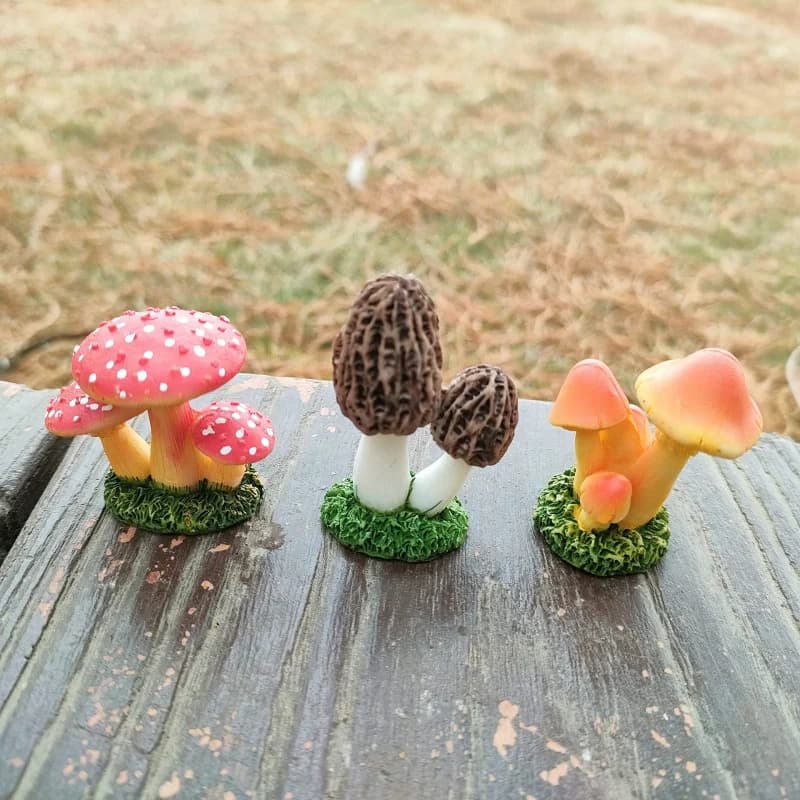 3 fungus-shaped decorations, micro-faceted moss, succulent plants, flower pots, decorative objects for fai-da-te gardens