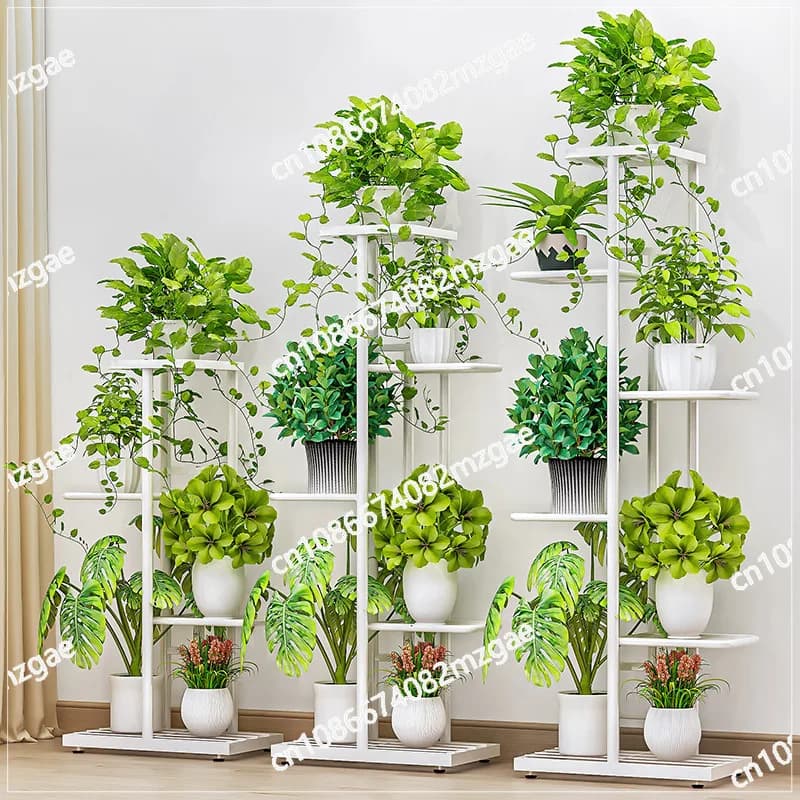 Supporto per Piante da Interno e Balcone in Stile Nordico - Scaffale Multilivello in Ferro per Arredamento Soggiorno, Esposizione di Piante in Vaso e Pothos