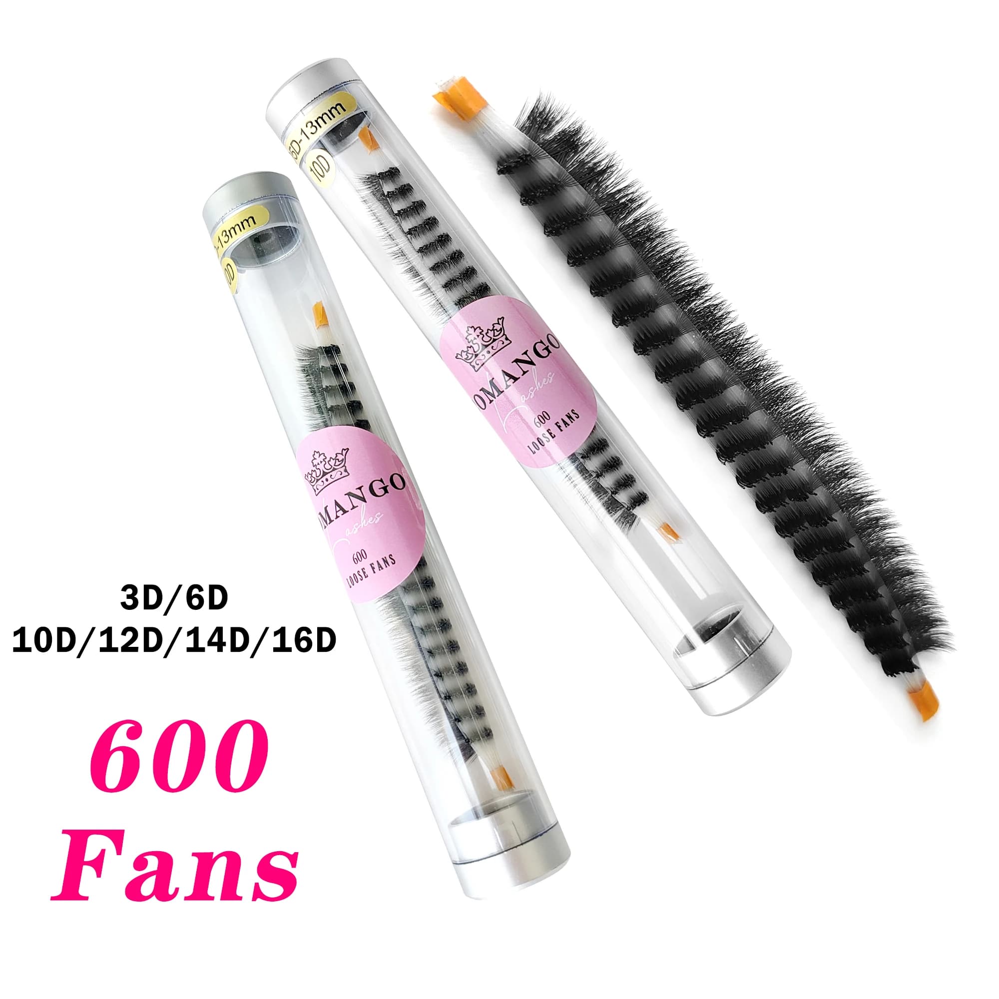 CoMango 600 fans 3d-16d Russian volume eyelashes premade extensions of long stem lashes ready to tip groups of fake eyelashes