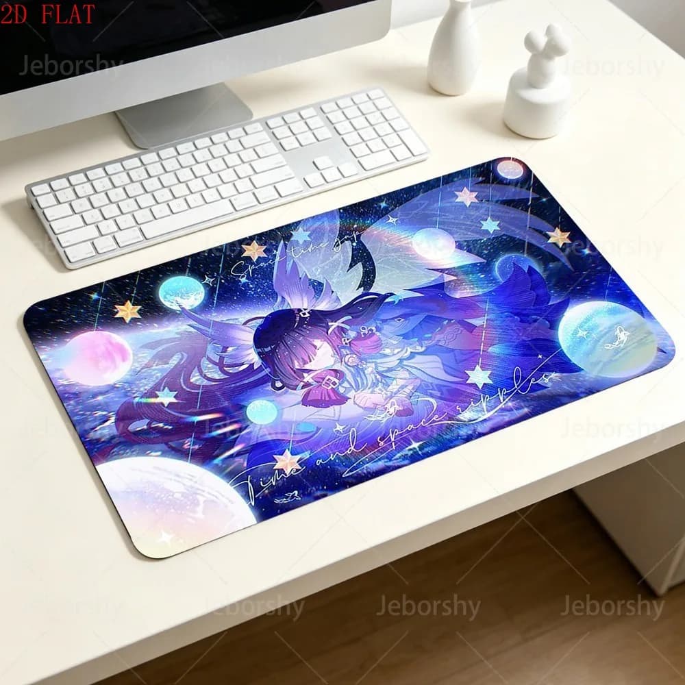 Simpatico tappetino per mouse Columbina Anime, tappetino per mouse da gioco Genshin Impact in gomma antiscivolo, tappetino per tastiera, tappetino da scrivania XXL per computer PC portatile