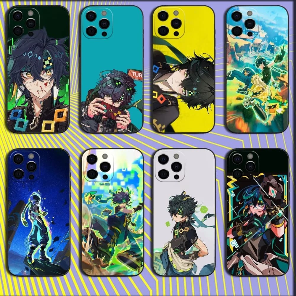 G-Genshin Impact Kinich Phone Case For iPhone 16,15,14,13,12,11,Pro,X,XS,Max,XR,Plus,Mini Soft Black Cover