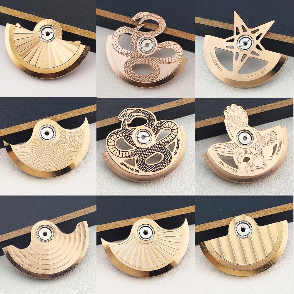 Round rose gold watch movement, spare part, automatic oscillating weight for NH34 NH35 NH36 NH38 movements, automatic hammer