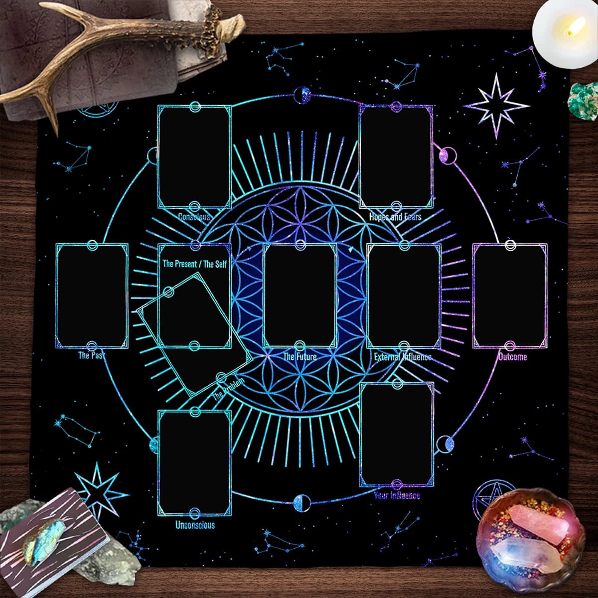 Divination Tarot Cards Table Cloth Love Career Oracle Card Tablecloth Celtic Cross Card Reading Altar Cloth Witchy Table Cover