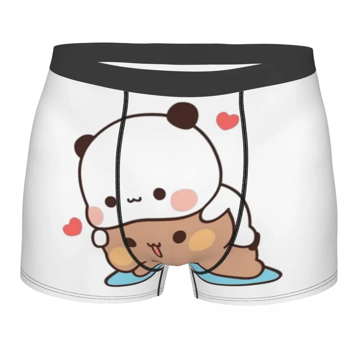 Boxer elasticizzati da uomo personalizzati Bubu e DuDu che si abbracciano, con orsetti panda e orsi marroni, intimo di amore