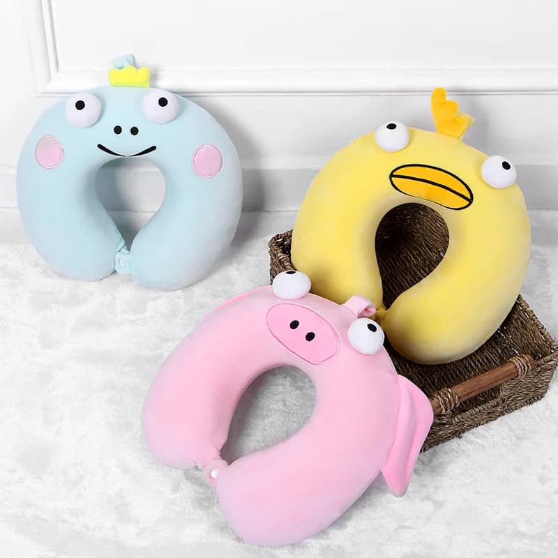 Animale del fumetto a forma di U cuscino per il collo peluche portatile a rimbalzo lento memory foam auto viaggio pisolino cuscino studente pranzo cuscino per dormire