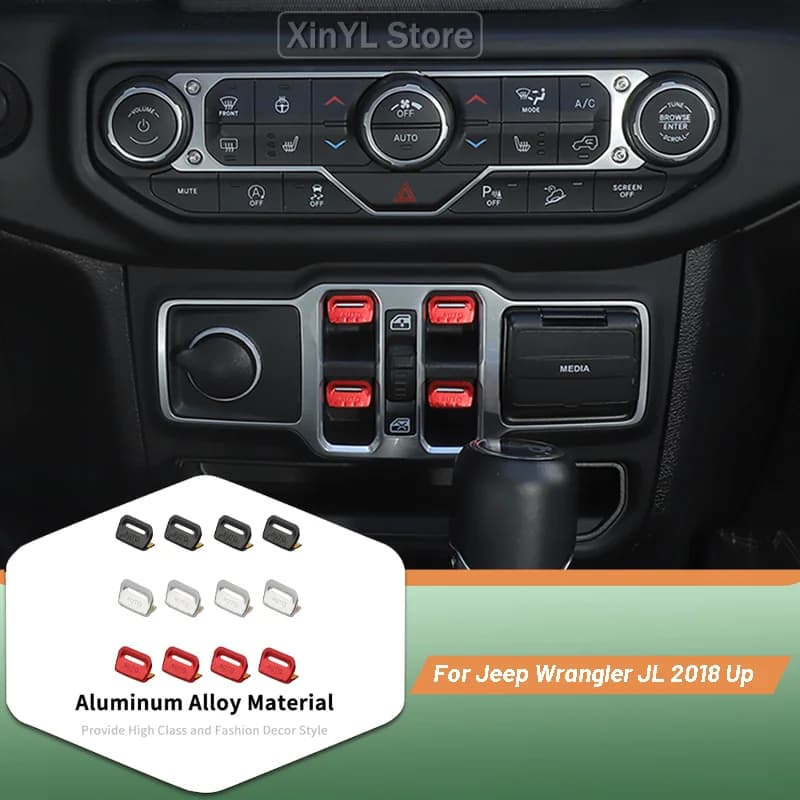 Auto In Lega di Alluminio Finestra Bottoni di Controllo Decorazione Trim per Jeep Wrangler JL JT Gladiator 2018Up Accessori Interni