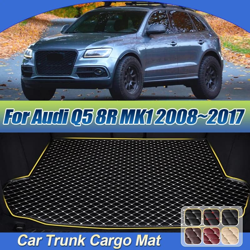 Tappetino per bagagliaio auto per Audi Q5 8R MK1 2008~2017 in pelle, anti-sporco, tappeto protettivo, rivestimento interno, accessori