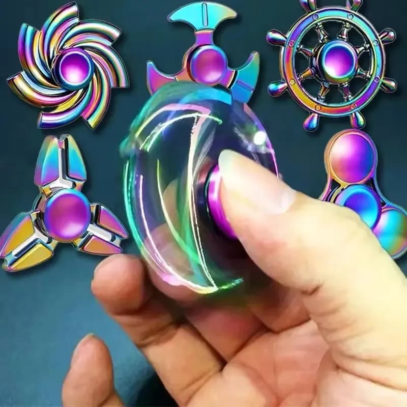 Metallo colorato Finger Spinner giocattolo arcobaleno Fidget Spinner mano Spinner giocattolo Anti-ansia per bambini adulti allevia lo Stress regali