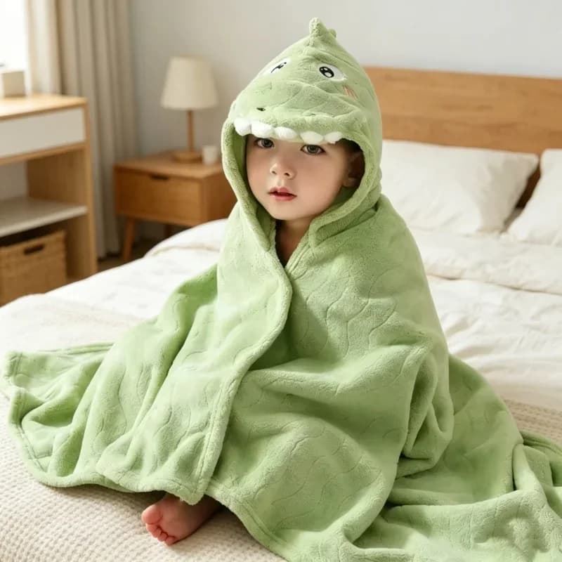 Accappatoio per Neonati in Cotone Assorbente Spesso, Design con Cappuccio a Cartone Animato, Coperta Morbida Portatile, Asciugamano per la Cura Quotidiana del Bambino