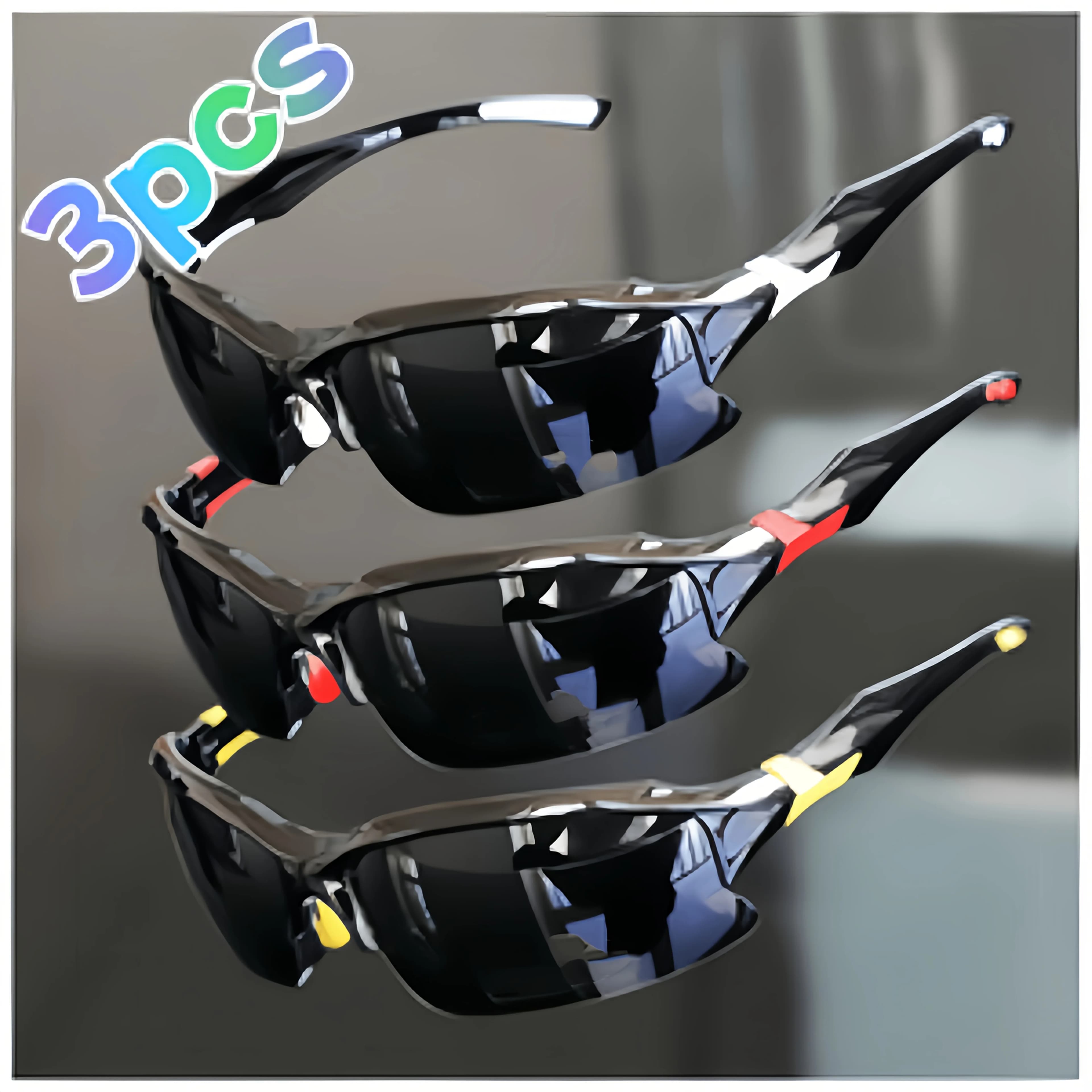 3 pairs, unisex sunglasses, suitable for outdoor leisure sports, cycling, running, fishing, driving, golf, sunglasses