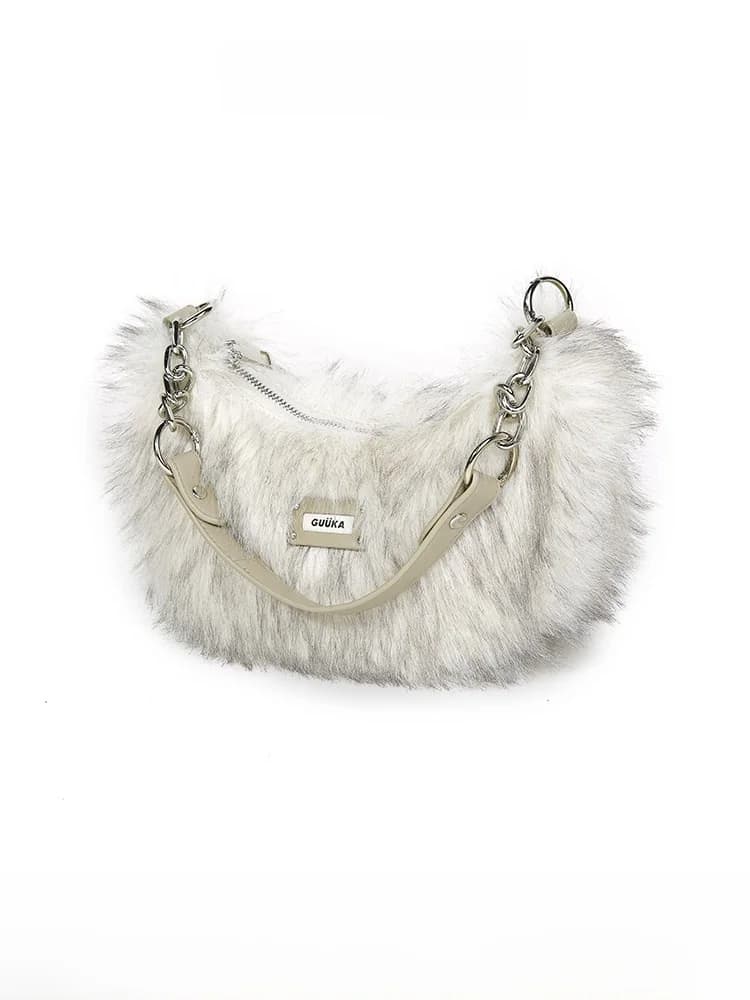 Guukahero Plush Underarm Bag Fashionable Versatile Women's Handbag Crossbody Winter New Style Casual Commute Essential