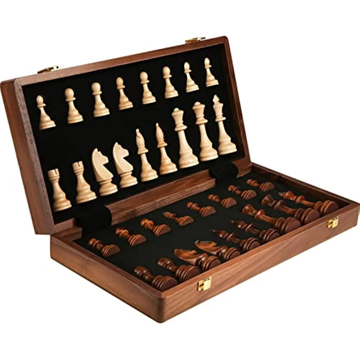 Set di scacchi pieghevoli di fascia alta da 15 "x 15" Top Grade Classic Handwork pezzi in legno massello scacchiera in noce gioco da tavolo regalo per bambini