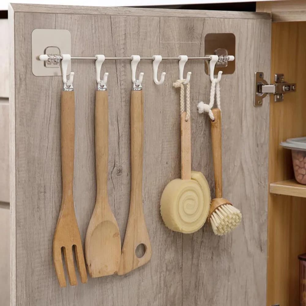Stainless Steel Kitchen Hanger, Bath Clothes Organizer, Towels, Free Punching Hook, Bathroom Hook, Flexible Storage
