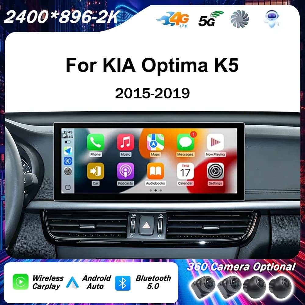 UIS7870 7865 8Core 12.3inch 2K Android Car Radio For KIA Optima K5 2015-2019 Wireless Carplay Auto GPS 4G DSP Multimedia Player