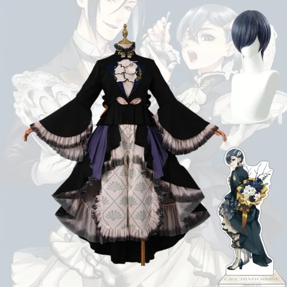 Black Butler Ciel Phantomhive Cosplay Costume Elegant Formal Dress with Accessories Anime Character Role Play Performance Outfit