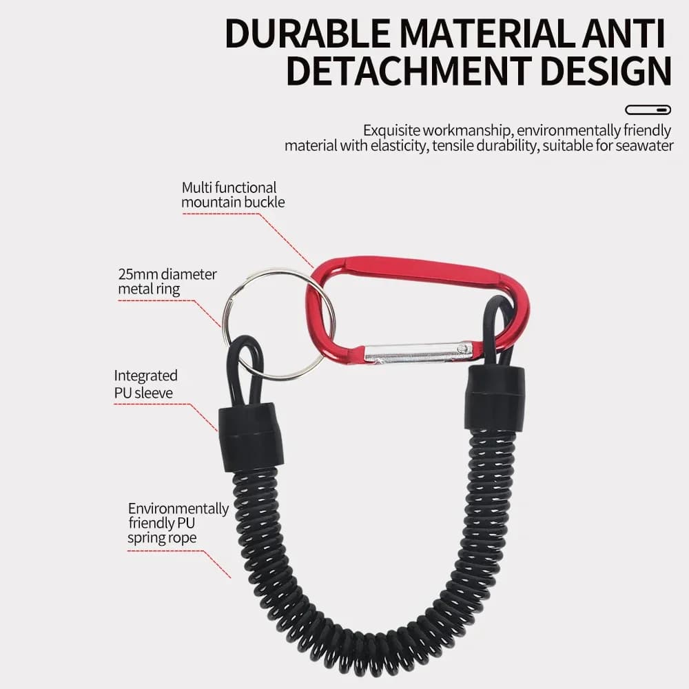3pcs 21cm Fishing Lanyards Retractable Coiled Tether with Carabiner TPU Boating Fishing Rope Retention Rope Fishing Tools Tackle